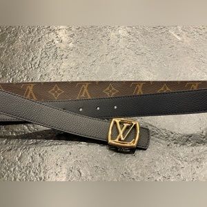 Louis Vuitton belt black brown logo gold 90/36